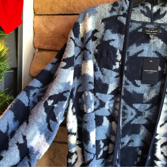 Lucky Brand blue fringe open cardigan sweater NWT Medium & XL - Picture 4 of 14